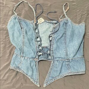 Chic Denim Lace-Up Top